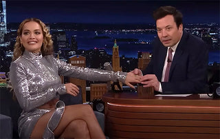 Songstress Rita Ora Reveals Unique Emerald Engagement Ring to Jimmy Fallon