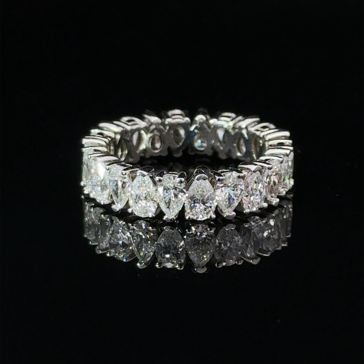 Pear Shape Eternity Wedding Band in 18K White Gold