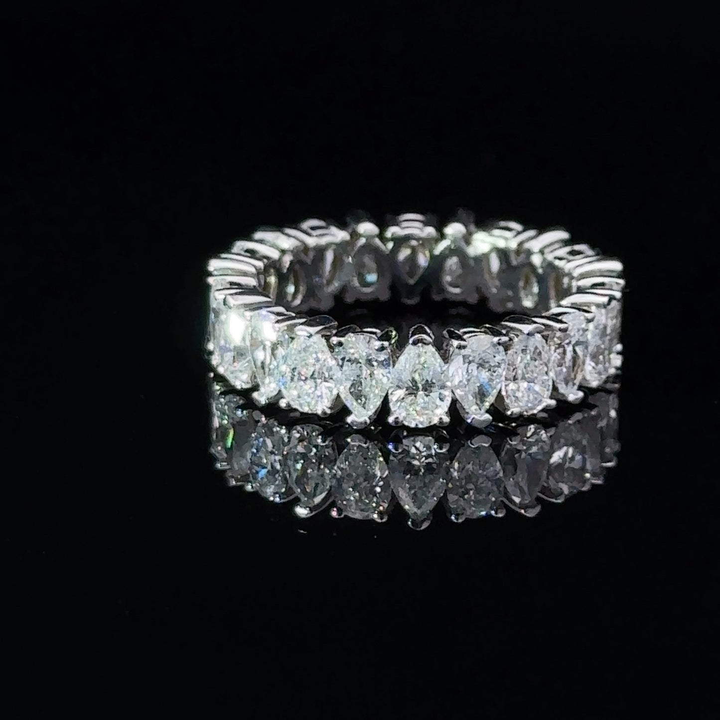 Pear Shape Eternity Wedding Band in 18K White Gold