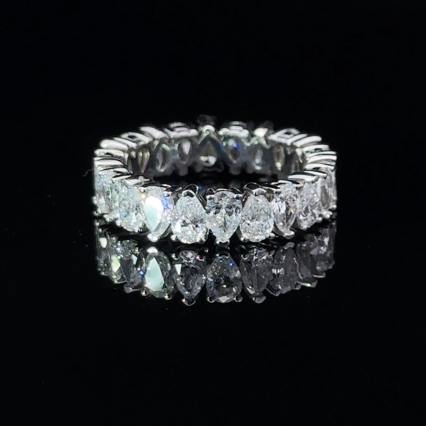 Pear Shape Eternity Wedding Band in 18K White Gold