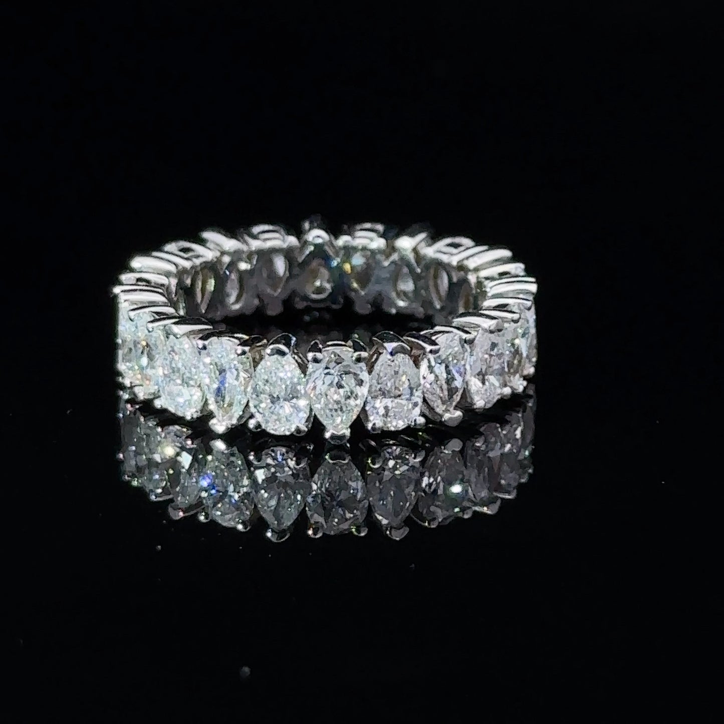 Pear Shape Eternity Wedding Band in 18K White Gold