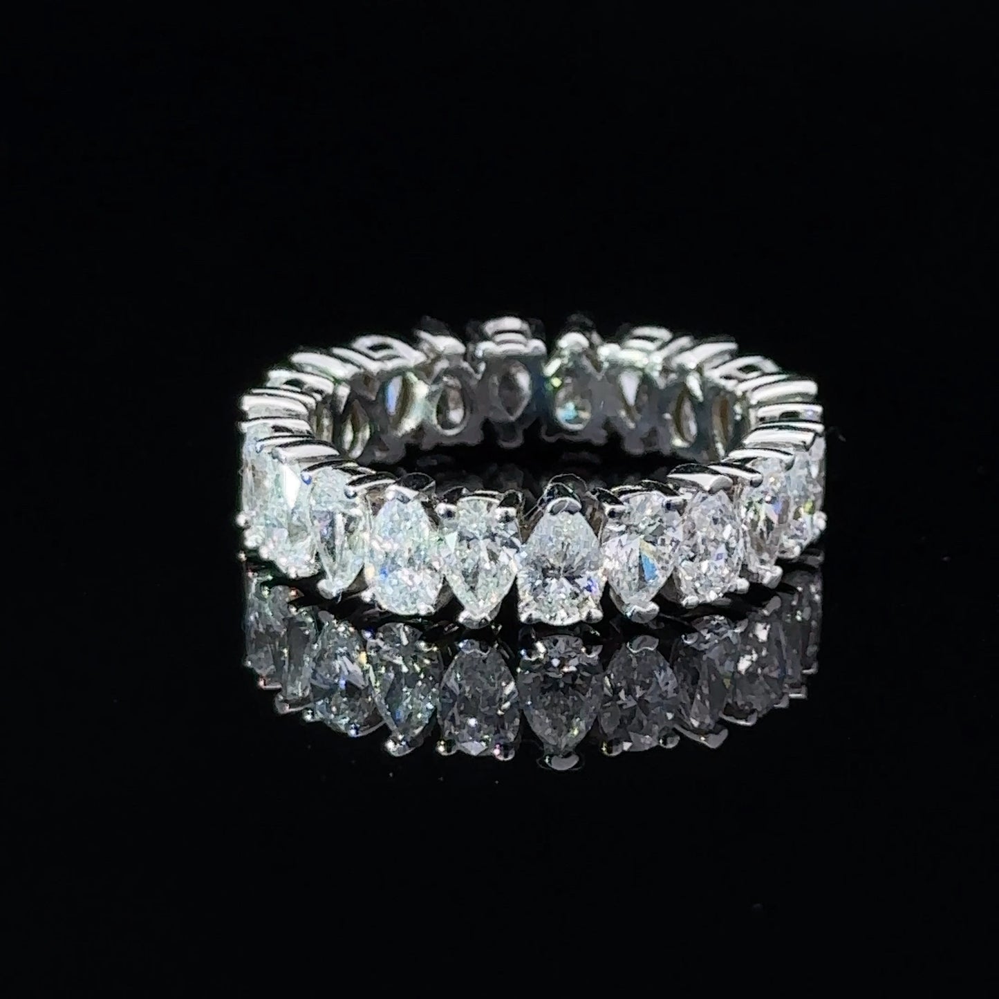 Pear Shape Eternity Wedding Band in 18K White Gold