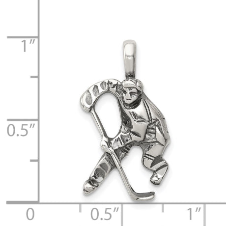 Sterling Silver Antiqued Hockey Player Charm
