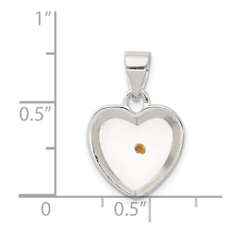 Sterling Silver Enameled with Mustard Seed Heart Pendant