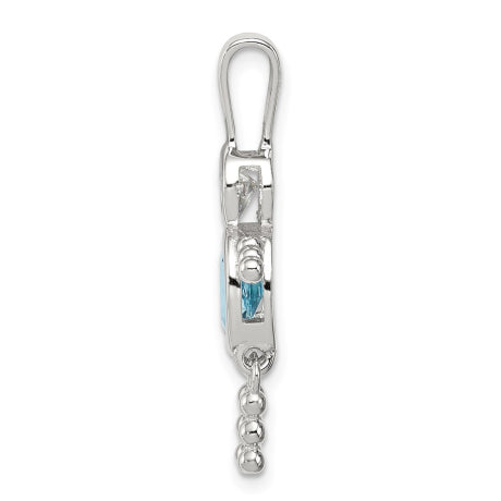 Sterling Silver CZ & December Glass Boy Pendant