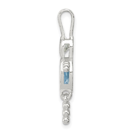 Sterling Silver CZ & March Glass Boy Pendant