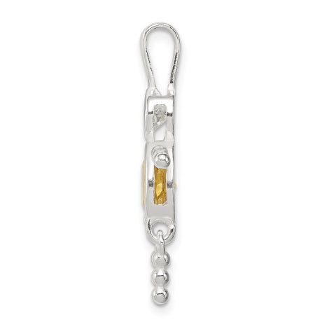 Sterling Silver CZ & November Glass Boy Pendant