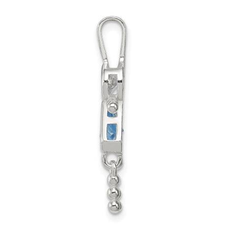 Sterling Silver CZ & March Glass Girl Pendant