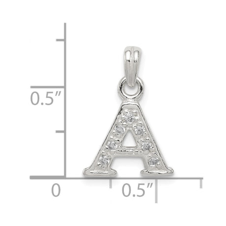 Sterling Silver CZ Letter A Initial Pendant