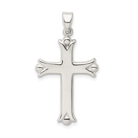 Sterling Silver Polished Budded Cross Pendant