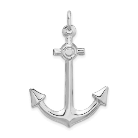 Sterling Silver Rhodium Plated Polished Anchor Charm