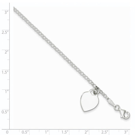 Sterling Silver Engraveable Heart 6 in Childs Bracelet