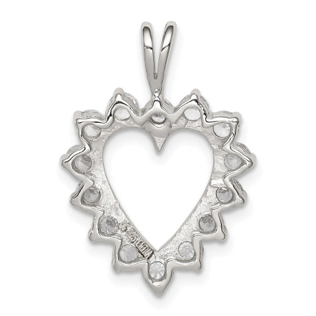 Sterling Silver Rhodium-plated CZ Heart Pendant