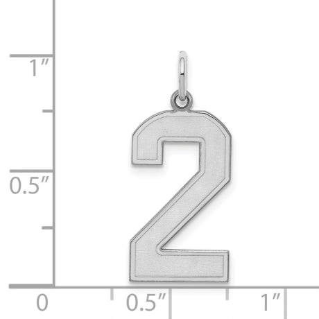 Sterling Silver/Rhodium-plated Satin Number 2 Charm