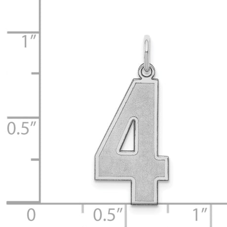 Sterling Silver/Rhodium-plated Satin Number 4 Charm