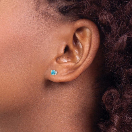 14k White Gold Aquamarine Post Earrings