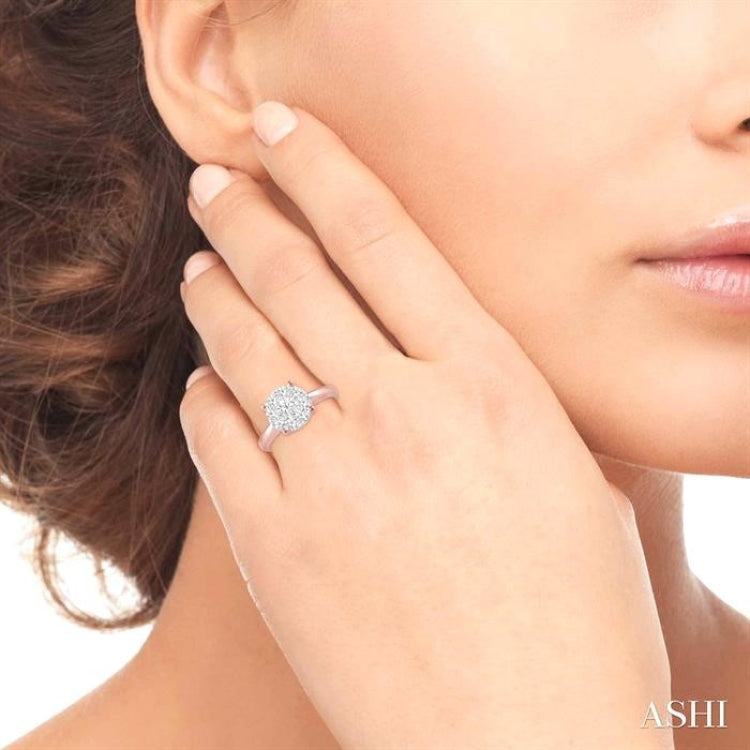 1 Ctw Lovebright Round Cut Diamond Ring in 14K Rose and White Gold