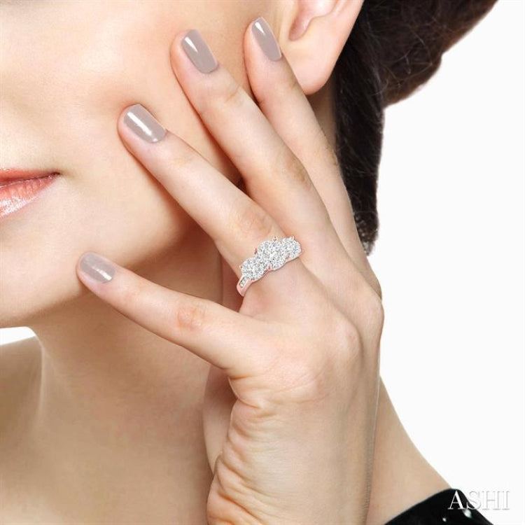 1 1/2 Ctw Lovebright Round Cut Diamond Ring in 14K Rose and White Gold