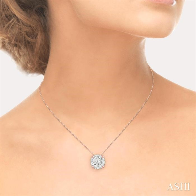 1/3 Ctw Lovebright Round Cut Diamond Pendant in 14K Rose and White Gold with Chain
