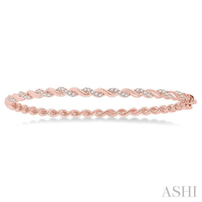 1/3 Ctw Twisted Vine Round Cut Diamond Stackable Bangle in 14k Rose Gold