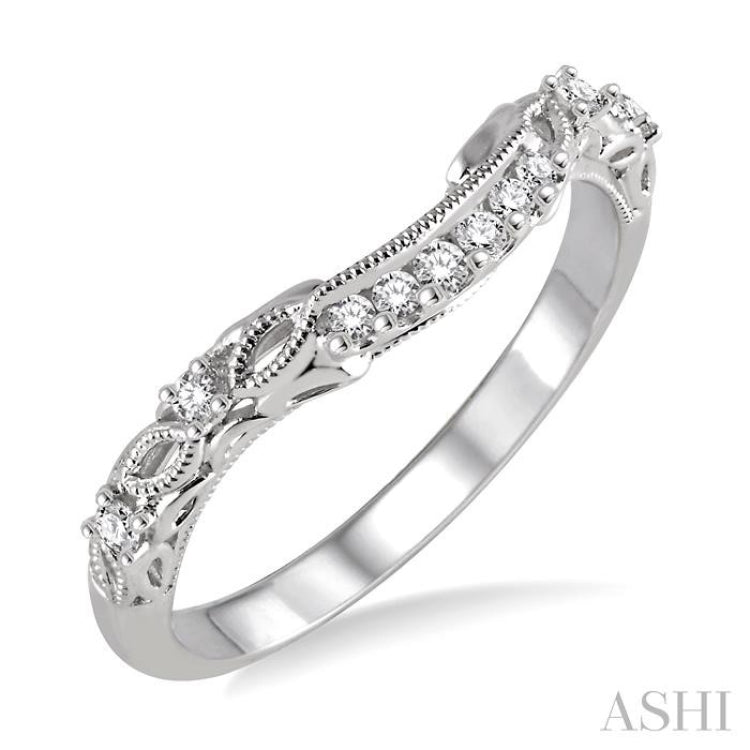 1/10 Ctw Round Cut Diamond Wedding Band in 14K White Gold
