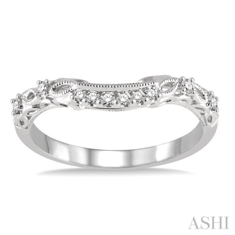 1/10 Ctw Round Cut Diamond Wedding Band in 14K White Gold