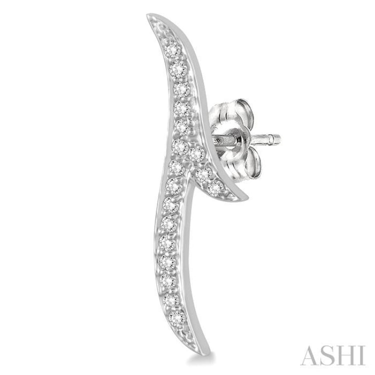 1/5 Ctw Leafy Climbers Round Cut Diamond Earrings in 14K White Gold