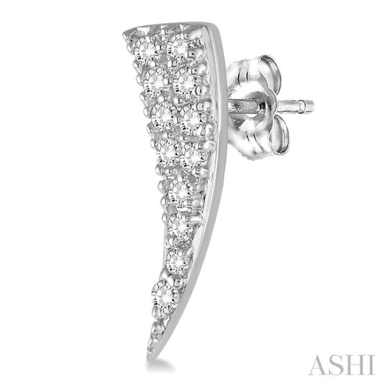 1/4 Ctw Horn Shaped Climbers Round Cut Diamond Earrings in 14K White Gold
