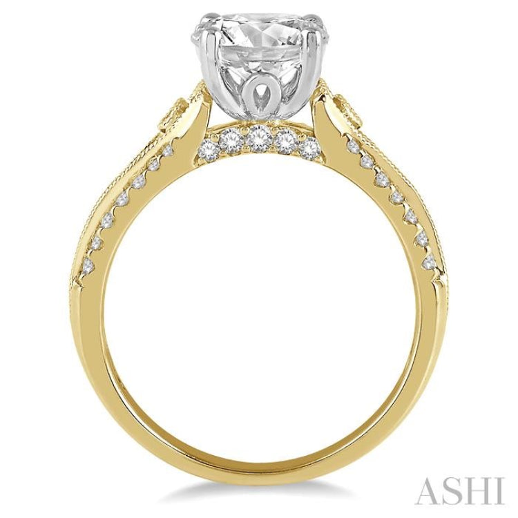 1/3 ctw Round Cut Diamond Semi-Mount Engagement Ring in 14K Yellow and White Gold