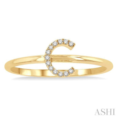 1/20 Ctw Initial 'C' Round Cut Diamond Fashion Ring in 10K Yellow Gold