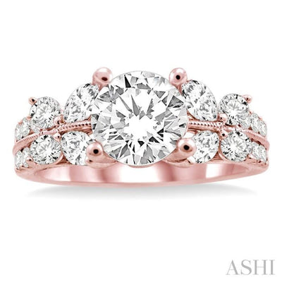 1 Ctw Diamond Semi-Mount Engagement Ring in 14K Rose Gold