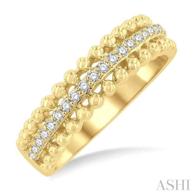 1/5 ctw Ball Bead Border Round Cut Diamond Fashion Band in 14K Yellow Gold