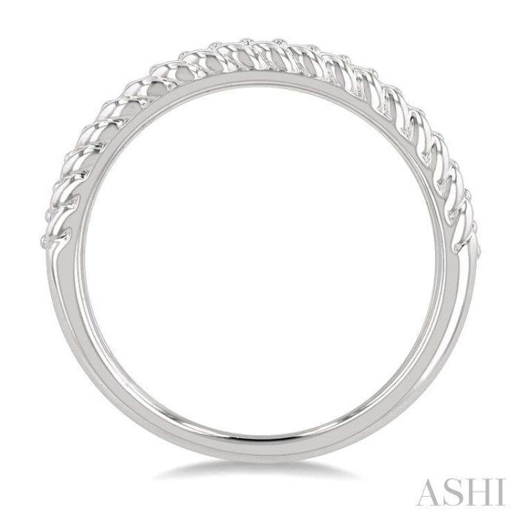1/5 ctw Rope Border Round Cut Diamond Fashion Band in 14K White Gold