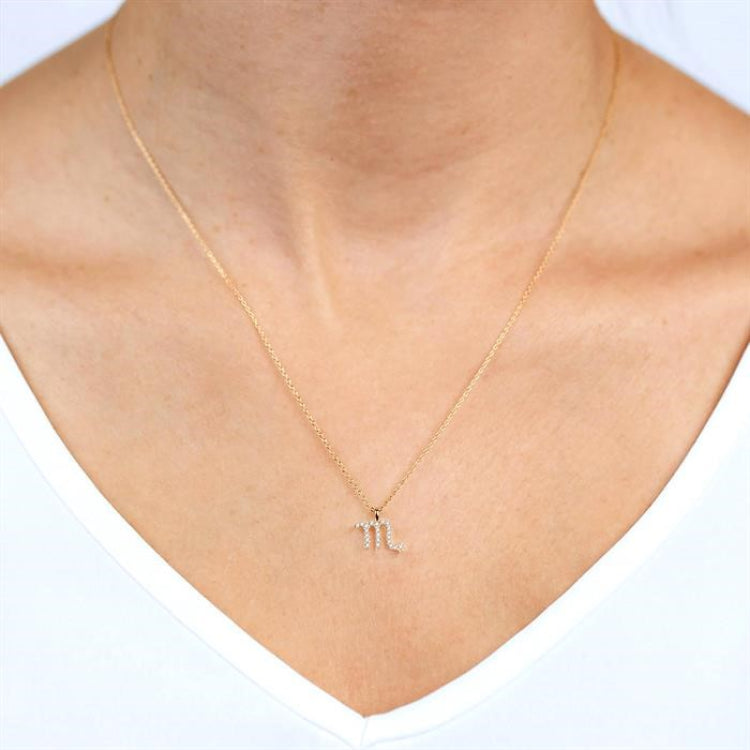 1/10 Ctw Taurus Round Cut Diamond Zodiac Pendant With Chain in 10K Yellow Gold
