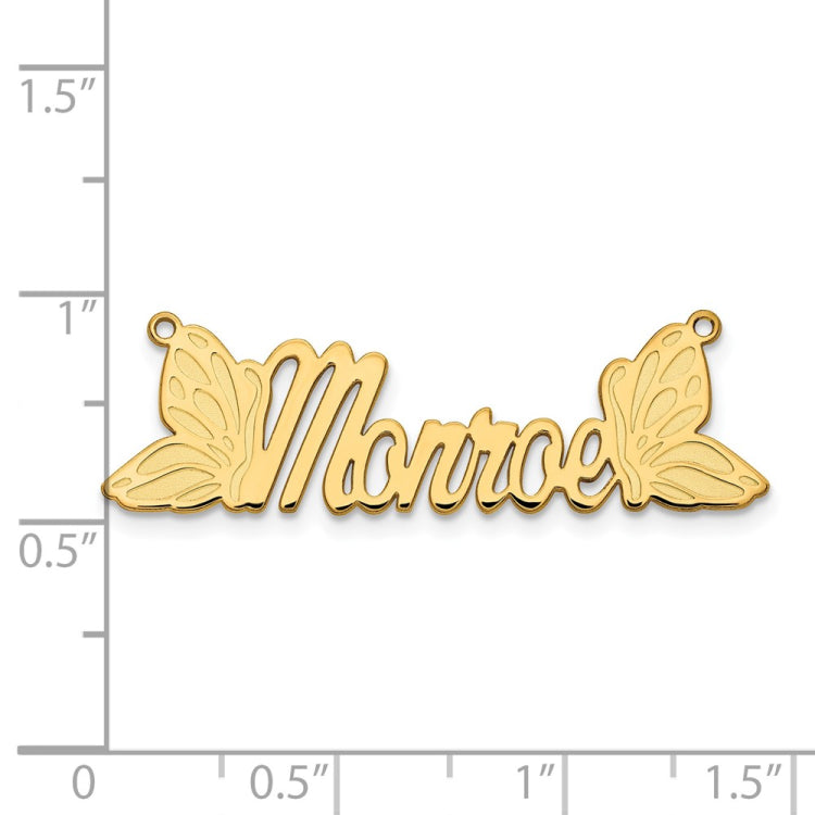 14K Polished Butterfly Name Plate