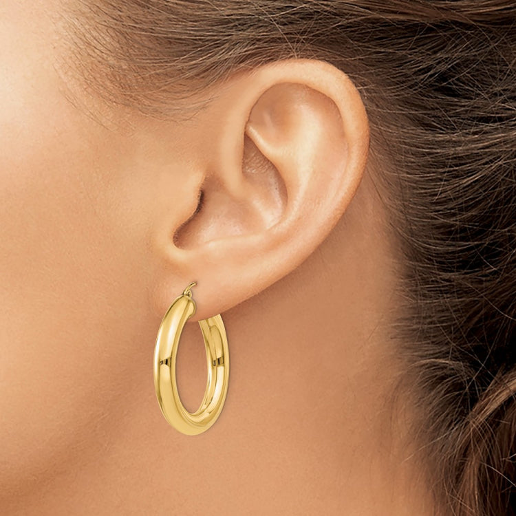 14k Polished 5mm Tube Hoop Earrings