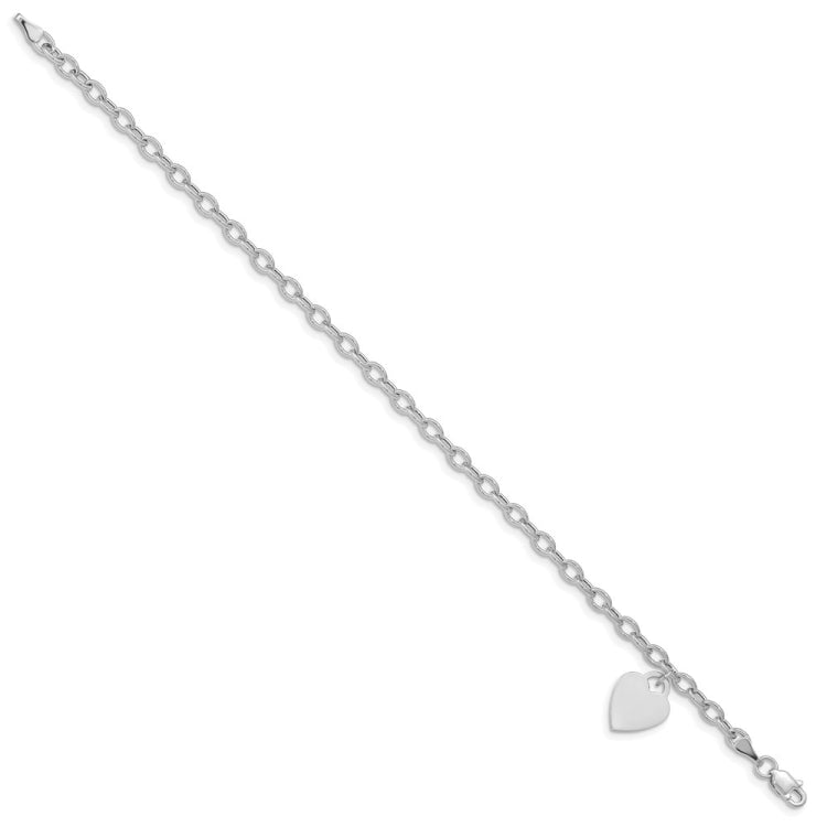 14k White Gold Dangle Heart Bracelet