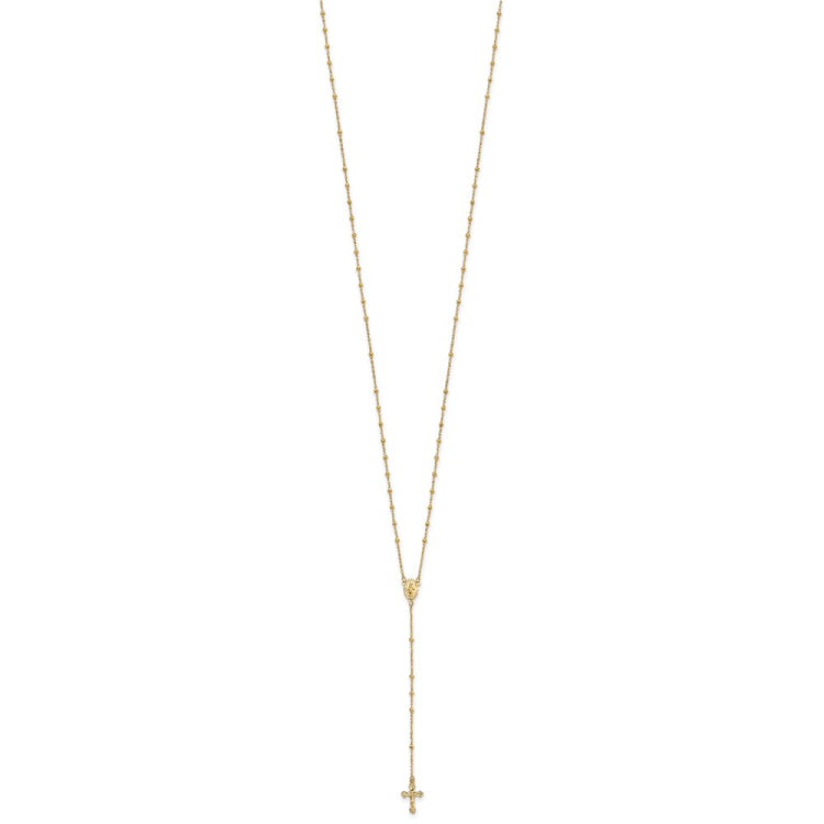 14k Polished 2mm Beaded Rosary Necklace