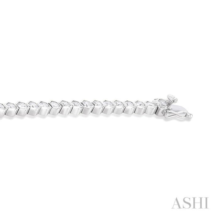 4 ctw Hexagon Motif Bezel Set Round Cut Diamond Tennis Bracelet in 14K White Gold
