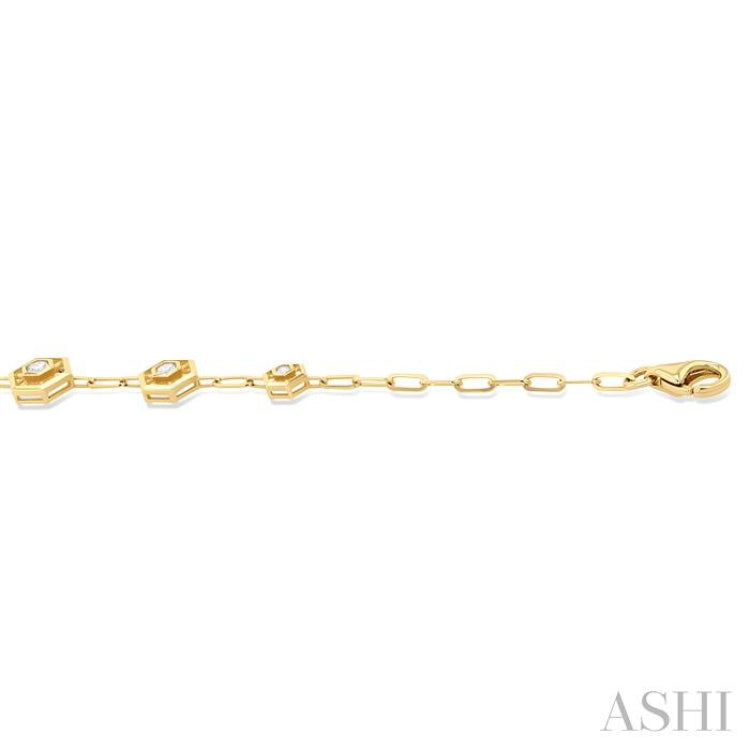 1/3 ctw Lattice Hexagon Round Cut Diamond Fashion Link Bracelet in 14K Yellow Gold
