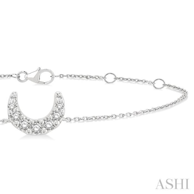 1/20 ctw Petite Crescent Moon Round Cut Diamond Fashion Bracelet in 10K White Gold