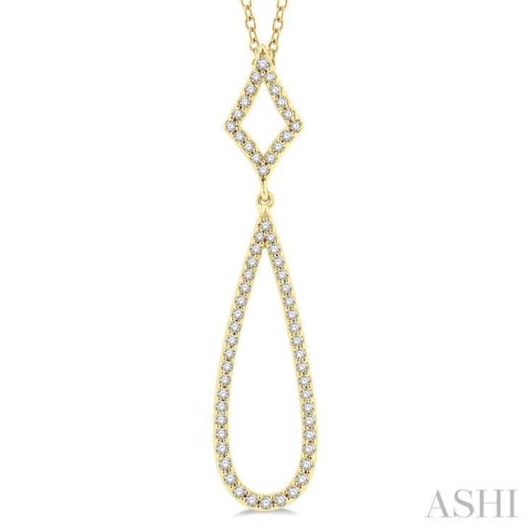 1/4 ctw Tear Drop Pendant Round Cut Diamond Fashion Necklace in 10K Yellow Gold