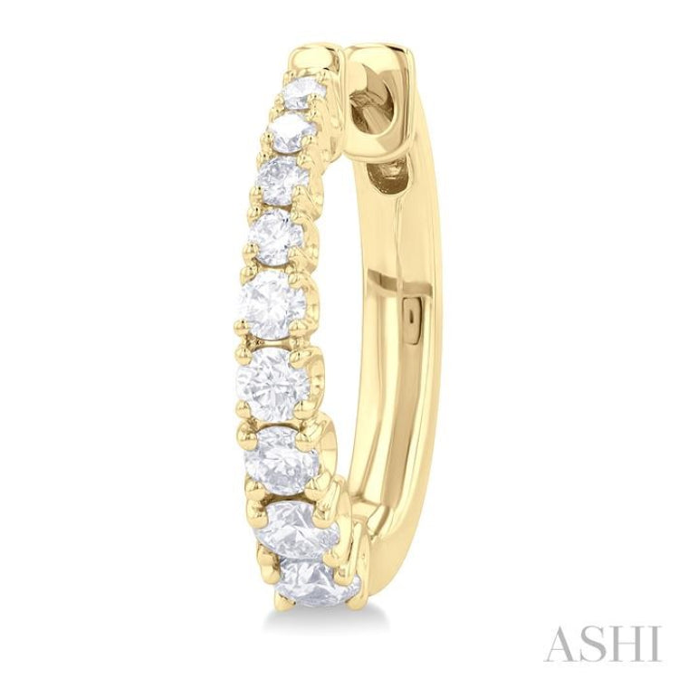 1/2 ctw Petite Graduated Round Cut Diamond Fashion Huggies in 14K Yellow Gold