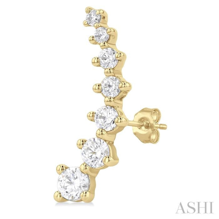 1 Ctw Round Cut Diamond Petite Fashion Climbers in 14K Yellow Gold