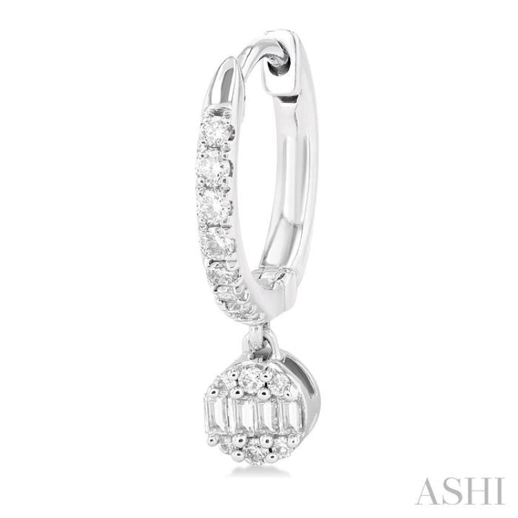 1/3 ctw Petite Round Shape Fusion Diamond Fashion Huggies in 10K White Gold