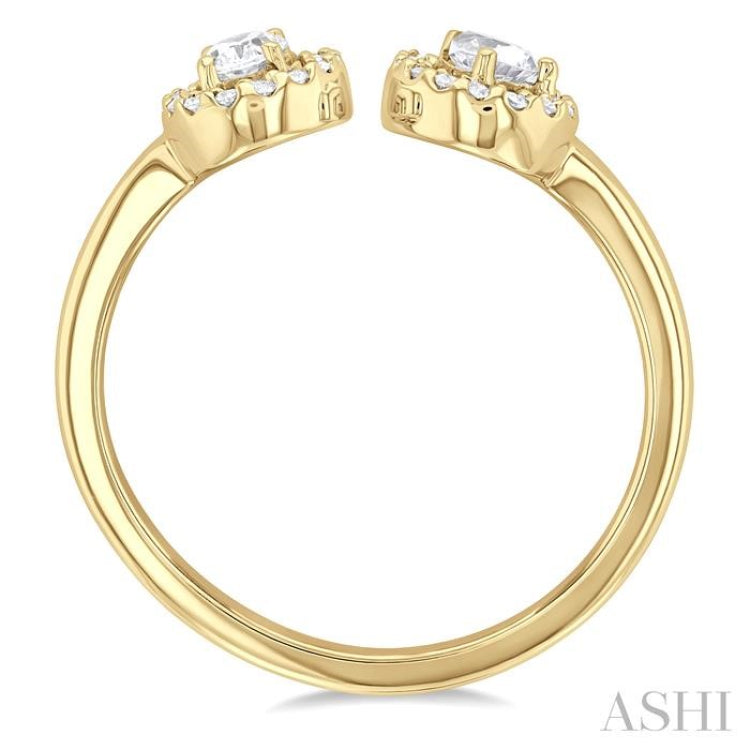3/8 ctw Toi Et Moi Pear, Oval and Round Cut Diamond Open Fashion Ring in 14K Yellow Gold