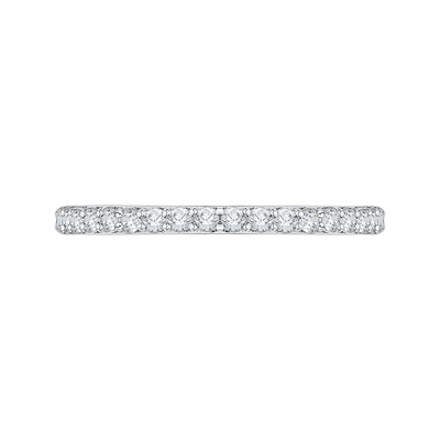 Diamond Half-Eternity Wedding Band with Euro Shank In 14K White Gold
