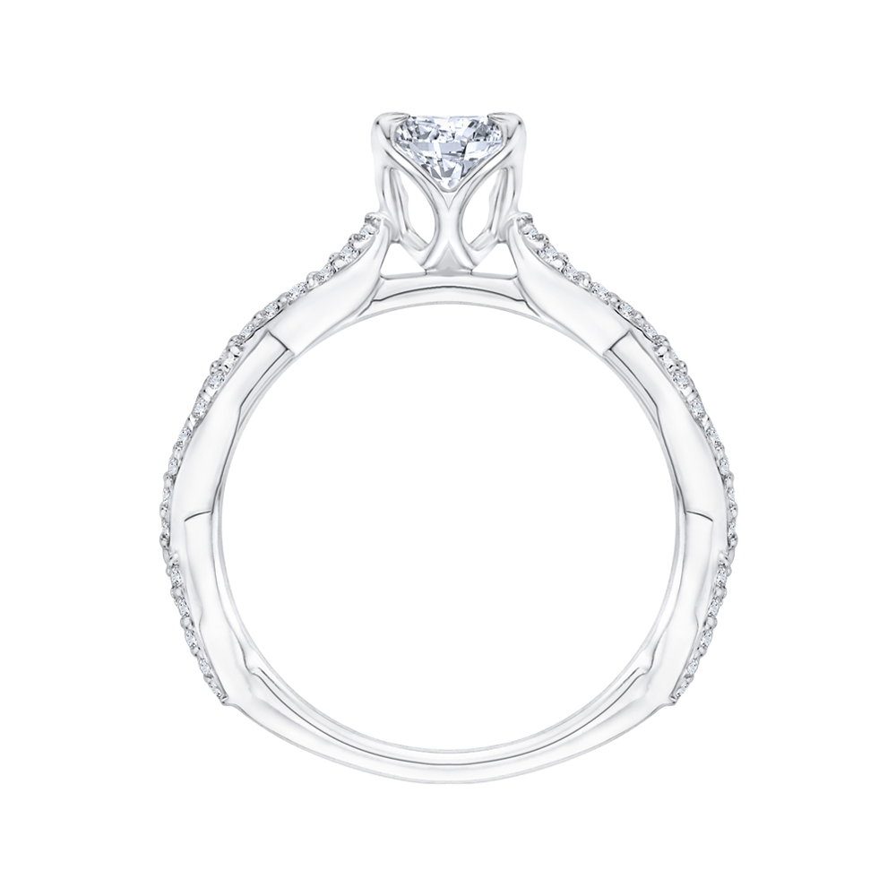 14K White Gold Round Diamond Engagement Ring (Semi-Mount)
