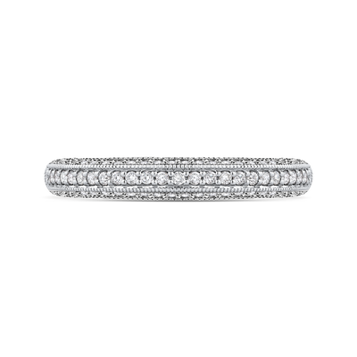 Round Diamond Half-Eternity Wedding Band in 14K White Gold