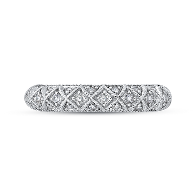 Round Diamond Half-Eternity Wedding Band in 14K White Gold